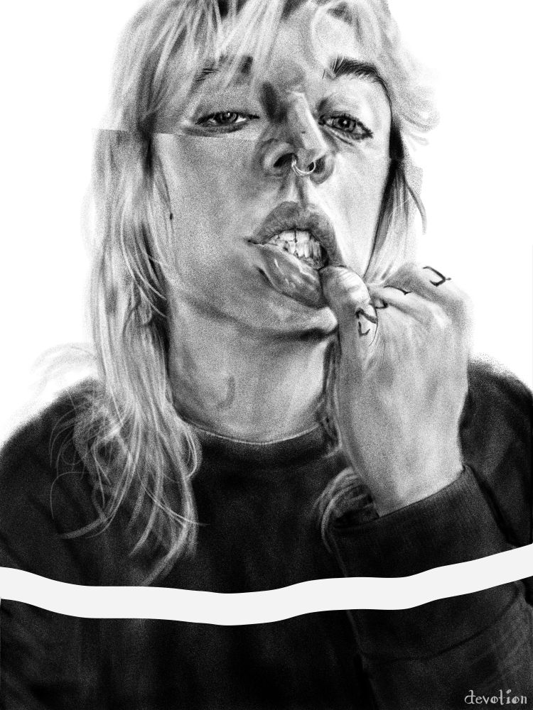 same portrait but flipped with signature "devotion"