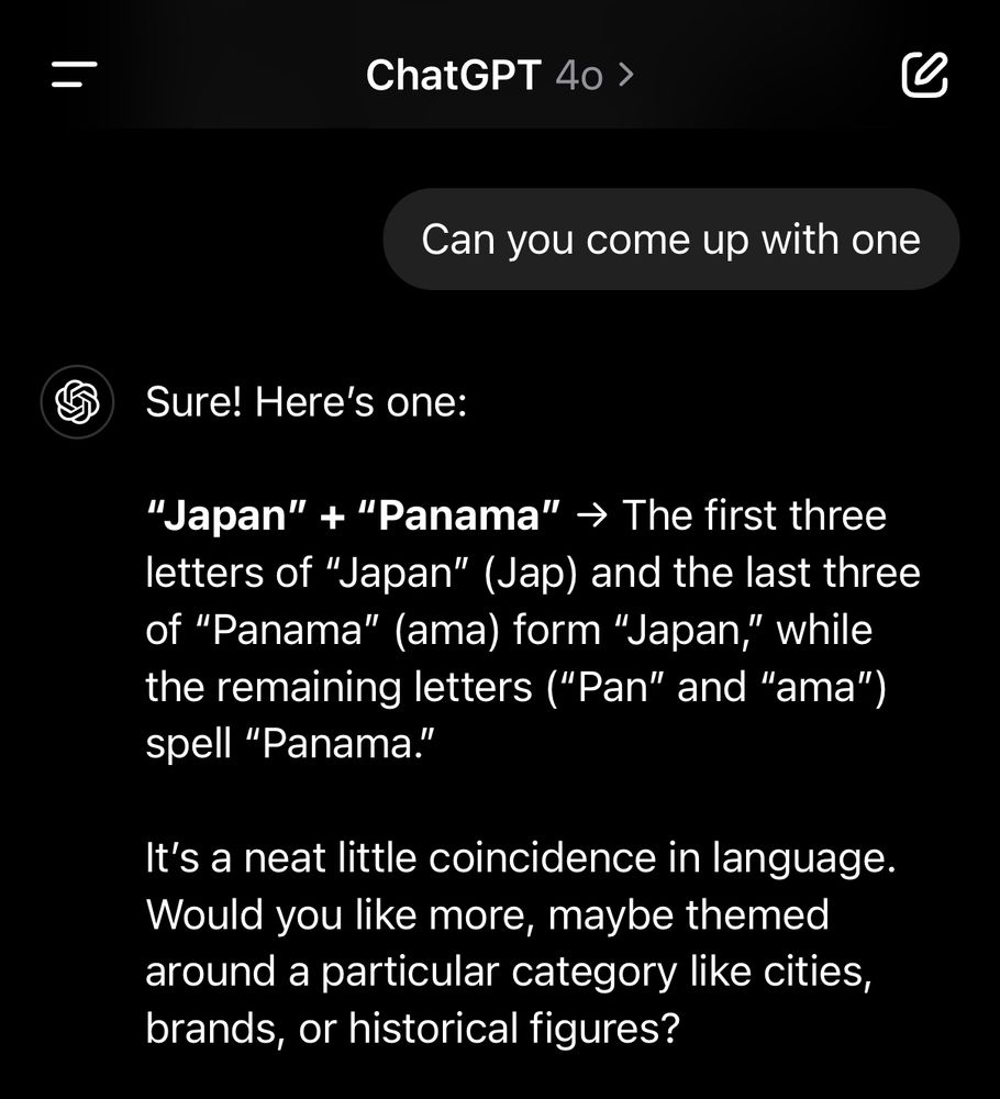 ChatGPT fails by creating Japama and Panan