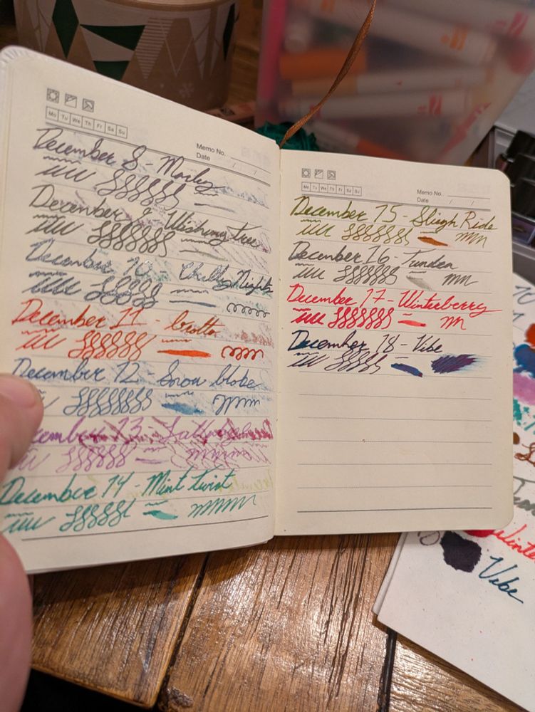 A small notebook used for ink samples