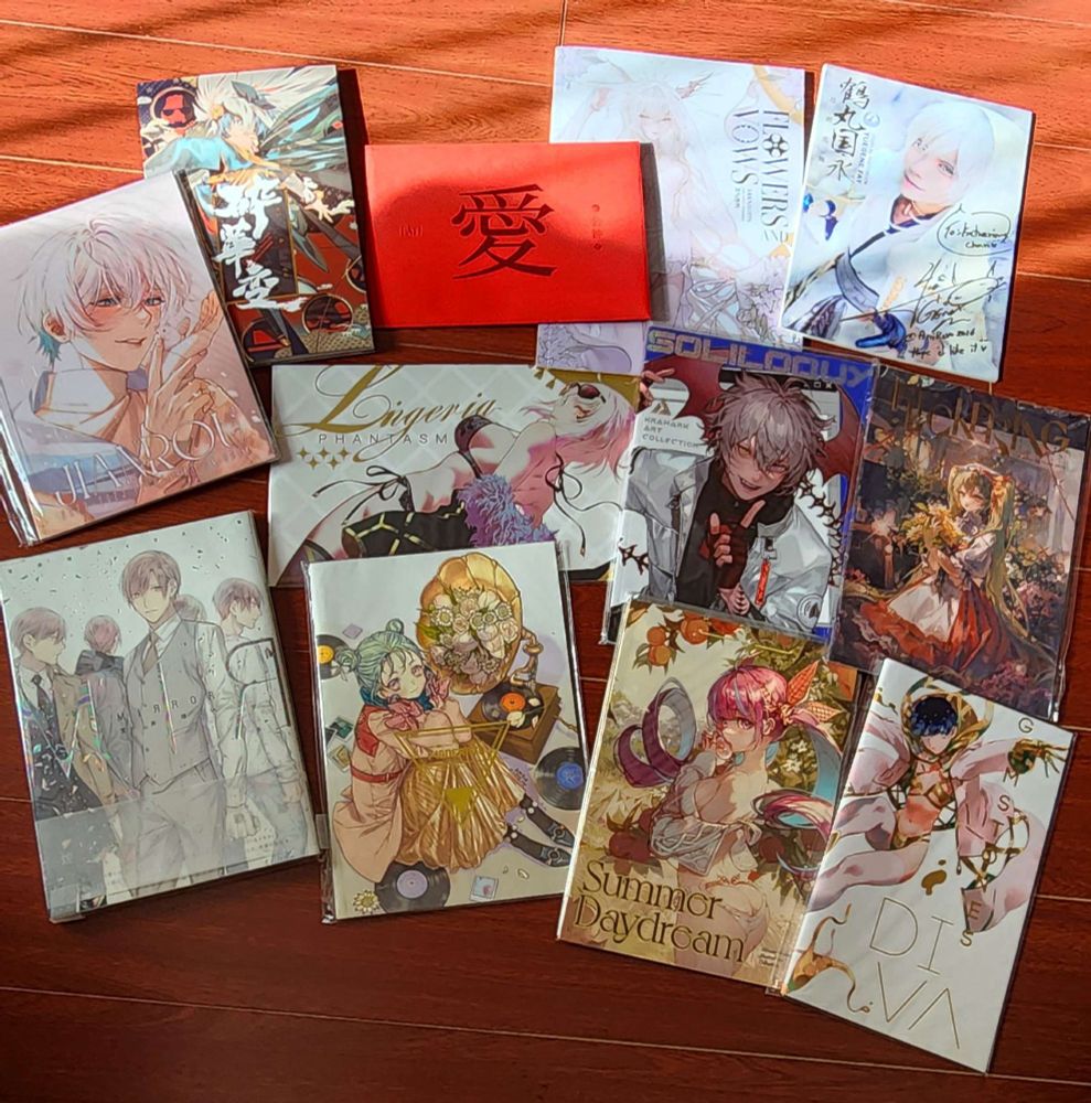 artbook collection
Lingeria Phantasm and Gemstones DIVA by @salmon88.bsky.social
Moderato by @yooani.bsky.social
Mirror by Takarai Rihito
Summer Daydream by @akizero1510.bsky.social
Flickering by @matchachmat.bsky.social
Soliloquy by @krawark.bsky.social
JIANROU 2022-2023 Illustration by @jianrou.bsky.social
Ai by @muoimuoi.bsky.social
Toukenranbu cosplay catalogue by Yugene Fay (thai cosplayer)
Arknights Flower Vows artbook
Artbook by @rei_17 on twt/pixiv