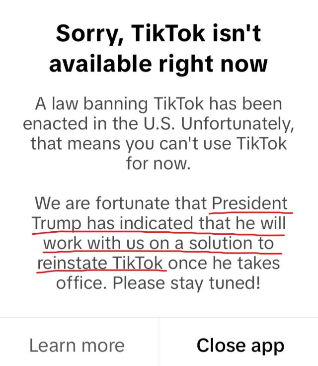 A TikTok popup painting that Trump will solve the ban