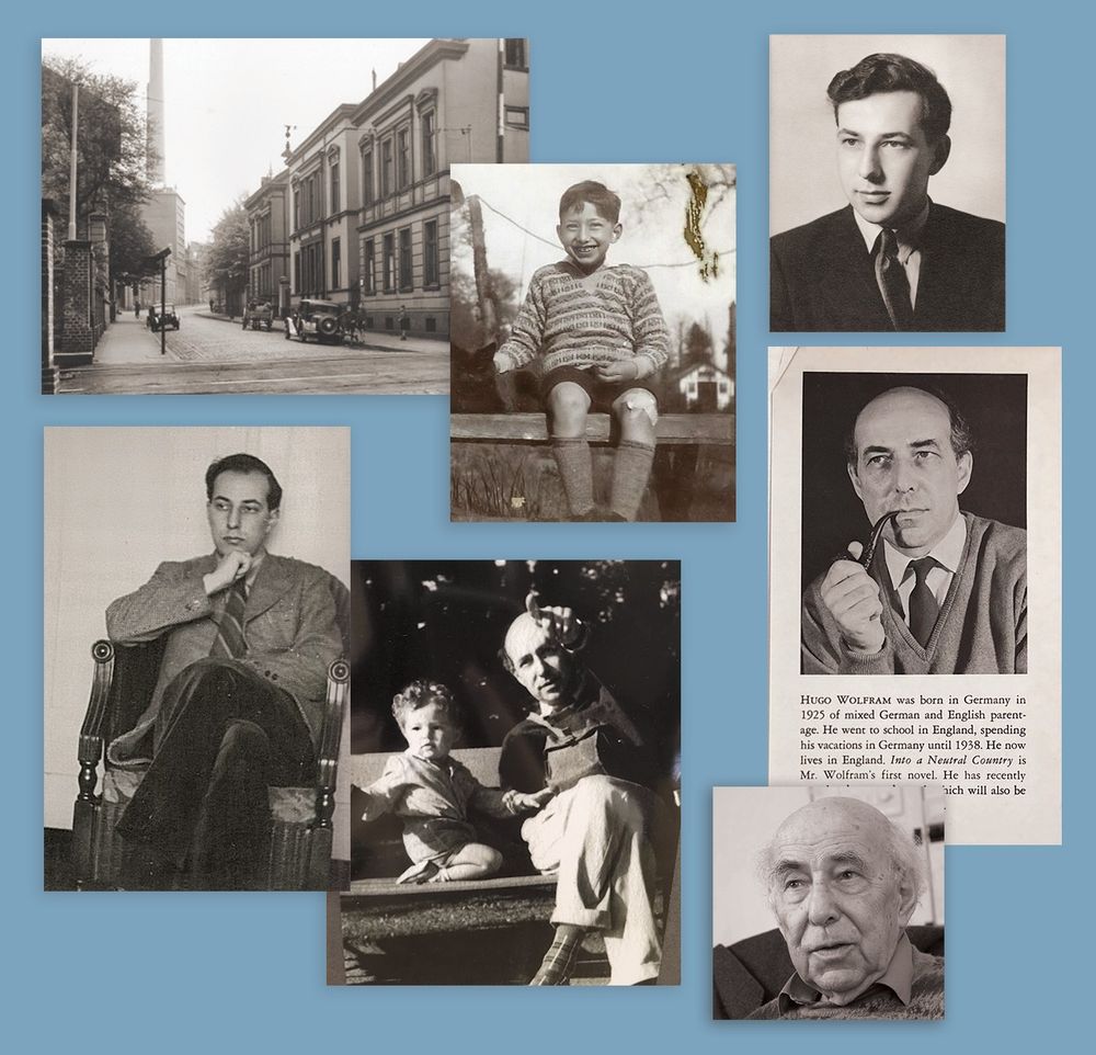 Photo collage of Hugo Wolfram, spanning nearly a decade and including the street he lived on over 80 years ago