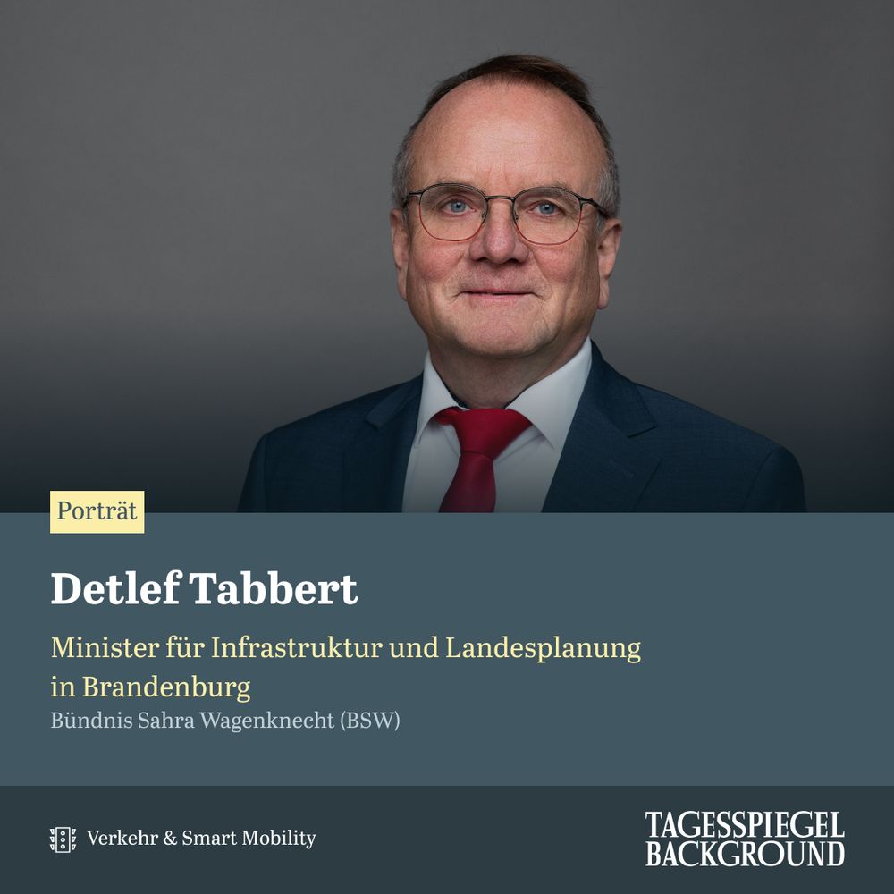 Porträt von Detlef Tabbert, Minister für Infrastruktur und Landesplanung in Brandenburg aus dem aktuellen Briefing Verkehr & Smart Mobility.