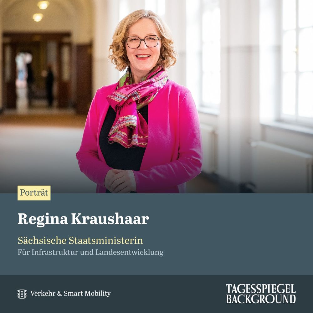 Porträt von Regina Kraushaar, Sächsische Staatsministerin für Infrastruktur und Landesentwicklung aus dem aktuellen Briefing Verkehr & Smart Mobility.