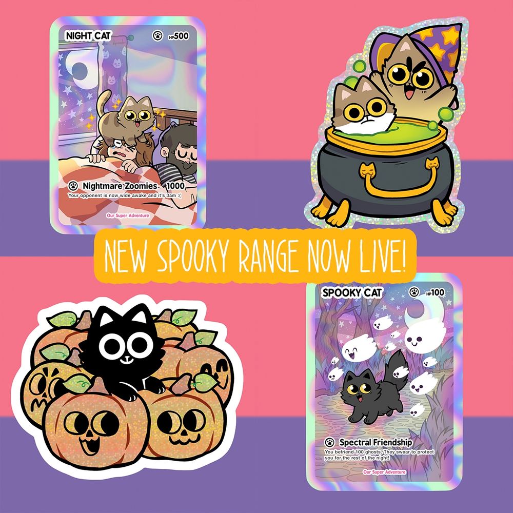 A graphic showing off four different sticker designs.