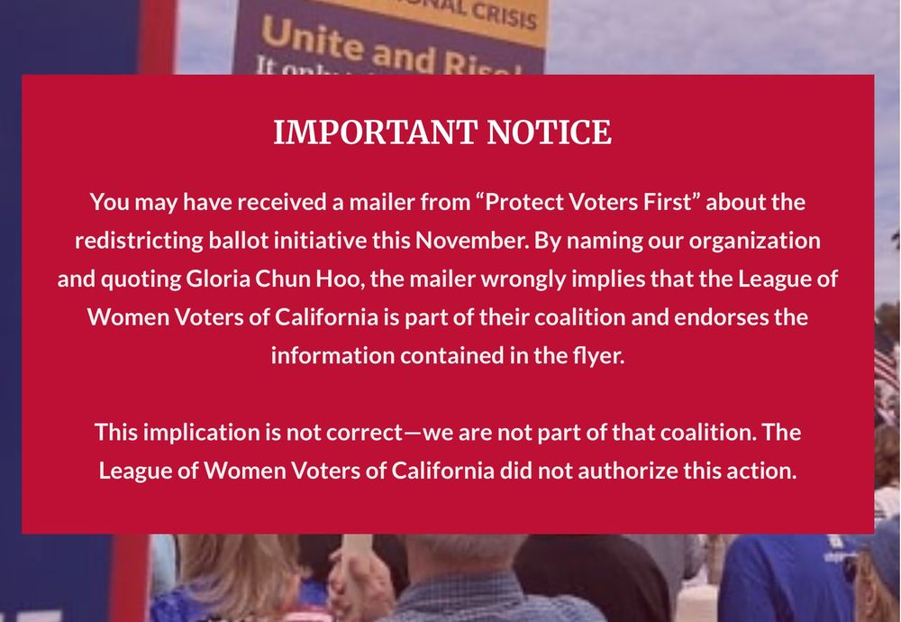 Crooked Republicans sent a mailer out condemning Newsom’s California re-districting, and made it appear to come from the League of Women Voters of California. 
