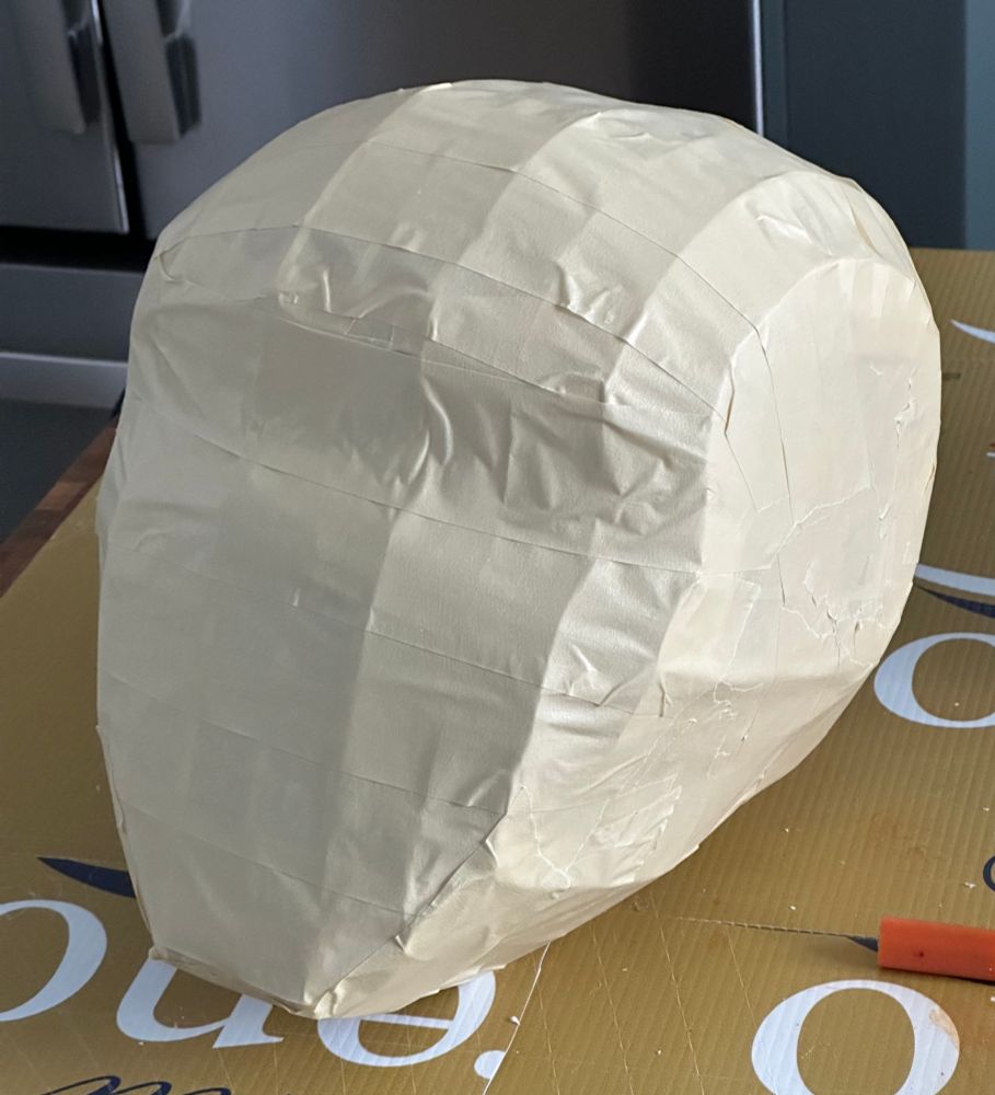 I've covered the head armature with masking tape, so it looks more like a solid head shape now. 