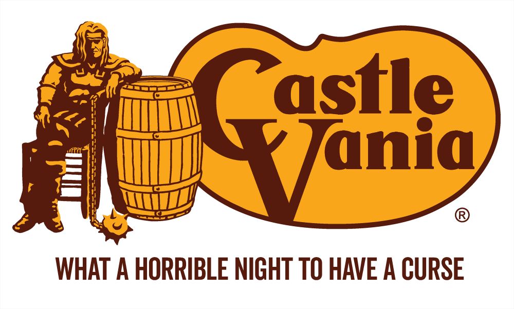 The Cracker Barrel logo but it's a parody that says Castlevania, and instead of the old guy sitting next to the barrel it's Simon Belmont sitting there; hilarious. 