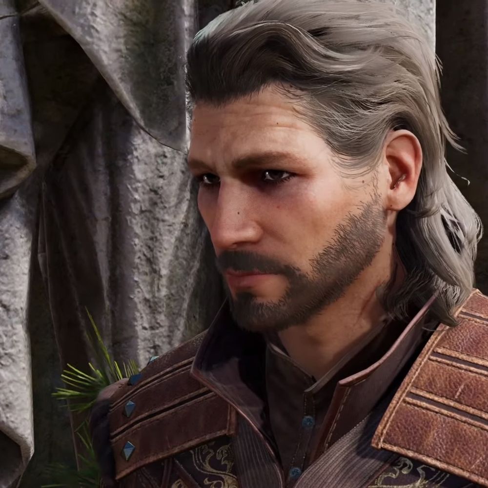 A screenshot of the character Gale from Baldur’s Gate 3 that apparently has a reputation of being a heartthrob in the gaming community because of his good looks 