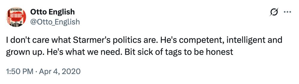 Post from Otto English dated 4 April 2020 which reads: 