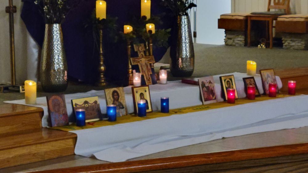 Icons before the altar inspire contemplative prayer. 