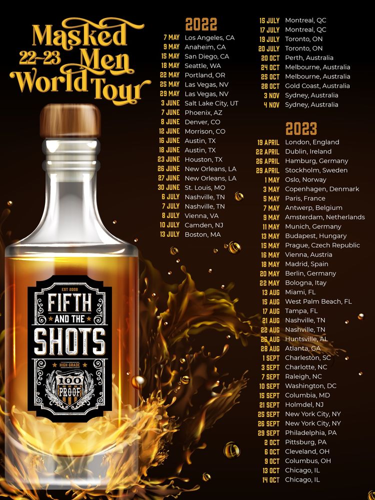 Fifth and the Shots Masked Men World Tour concert poster