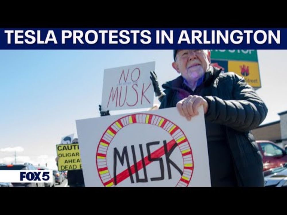 Protest against Elon Musk and Tesla in Arlington, Virginia