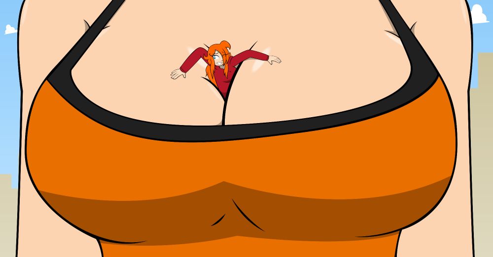 Candy got herself stuck between a pair of giant boobs...