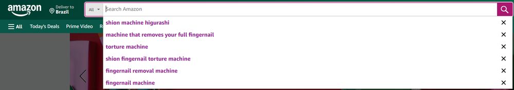 amazon searches for "fingernail machine", "fingernail removal machine", "shion fingernail torture machine", "torture machine", "machine that removes your full fingernail", "shion machine higurashi"