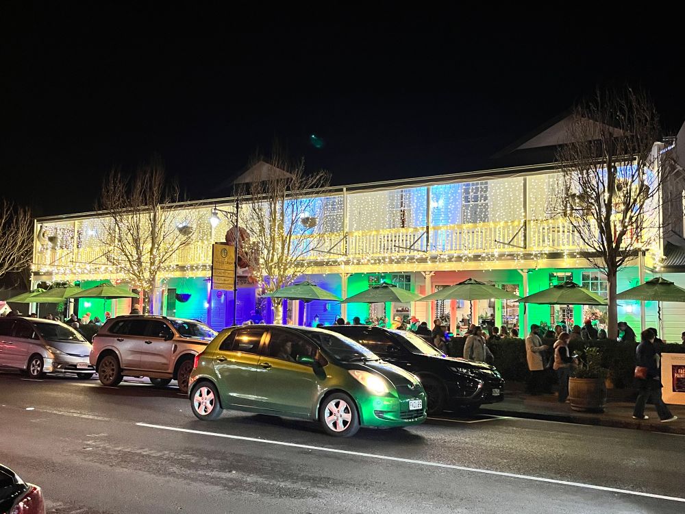 The White Swan all lit up