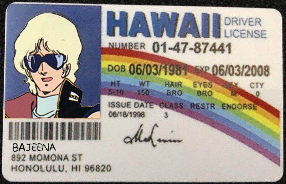 An edit of Superbad's "McLovin" ID, replacing Fogell with Char, under his "Quattro Bajeena" persona. The "McLovin" name is replaced with "Bajeena"