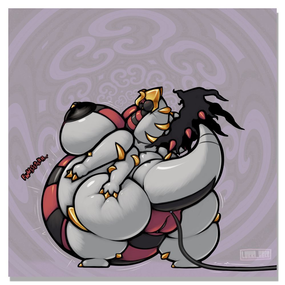 The fat anthro giratina, now significantly larger and puffed up