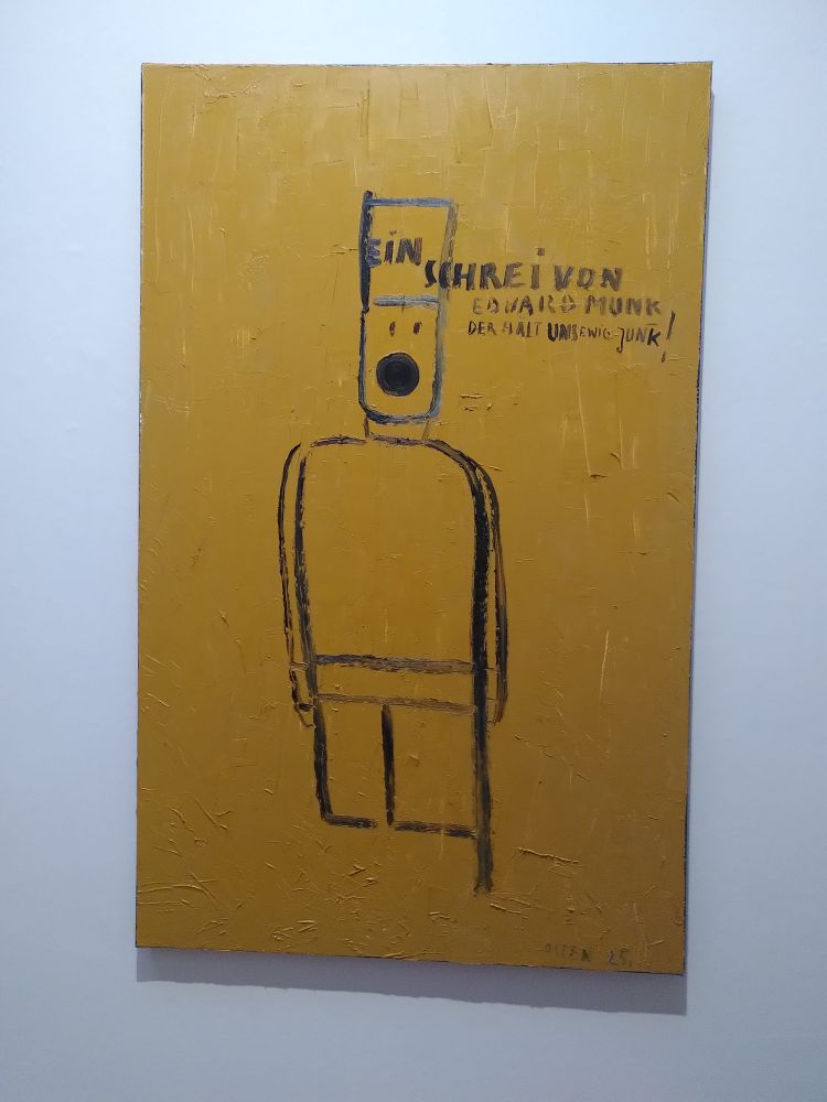 Bild mit Aufschrift: Ein Schrei von Edvard Munk der hält uns ewig junk 