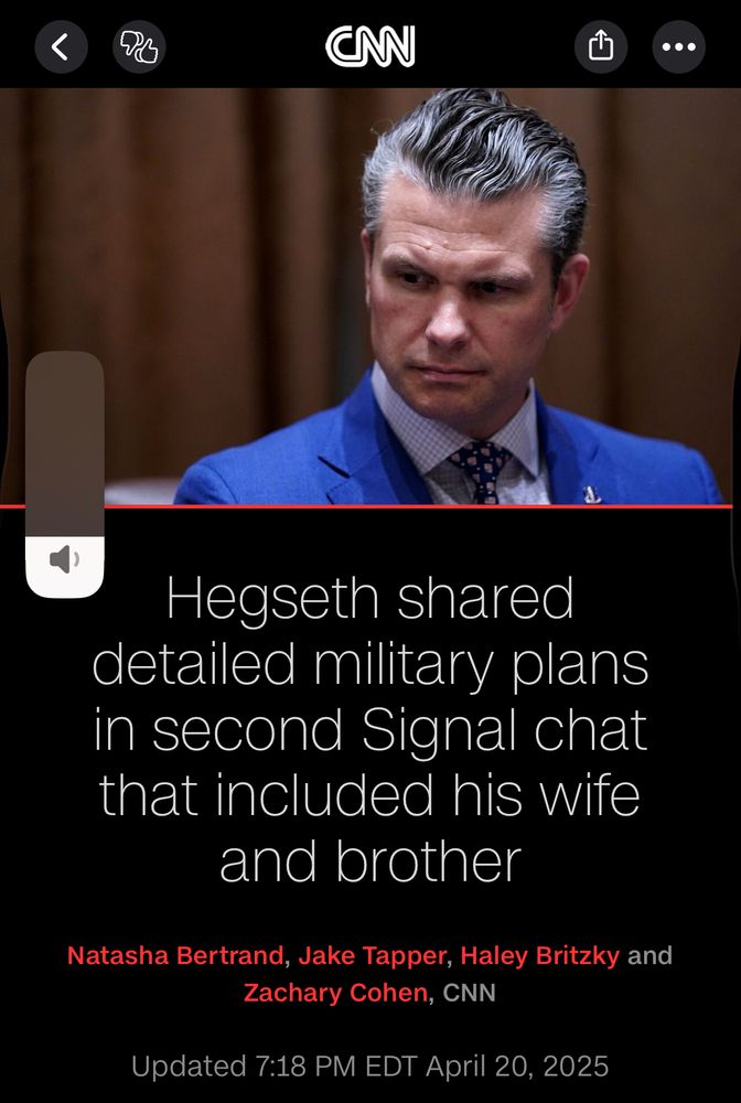 headline: heheh shared detailed military plans in second signal chat that included his wife and brother