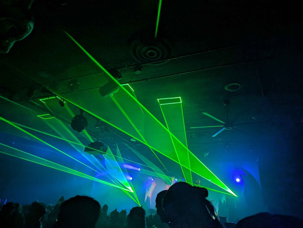 Lasers at a nightclub, Crocodile, during the furry night for FetchNW, Frostbite.