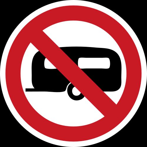 No Caravans sign.