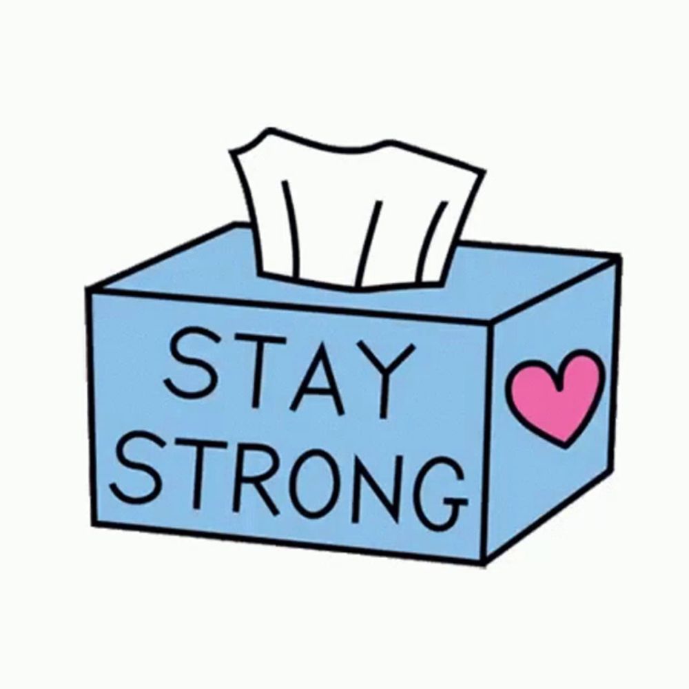 a box of tissues that says " stay strong " on it