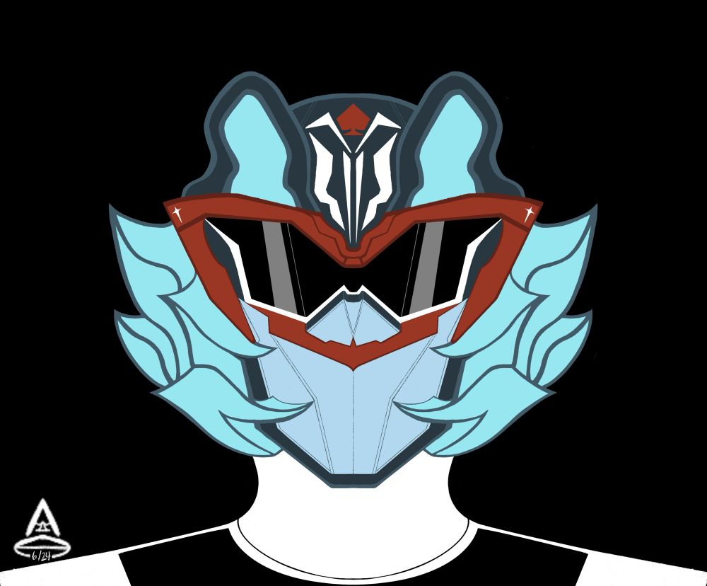 Same mascot now drawn to resemble a Sentai/Kamen Rider character.