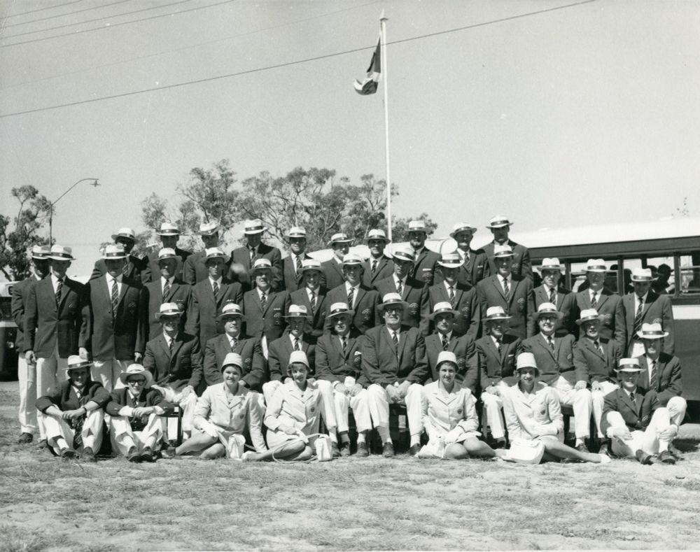 Group photograph of the Scotland team at the 1962 British Empire and Commonwealth Games, Perth, Australia (Commonwealth Games Scotland Archive, University of Stirling Archives).