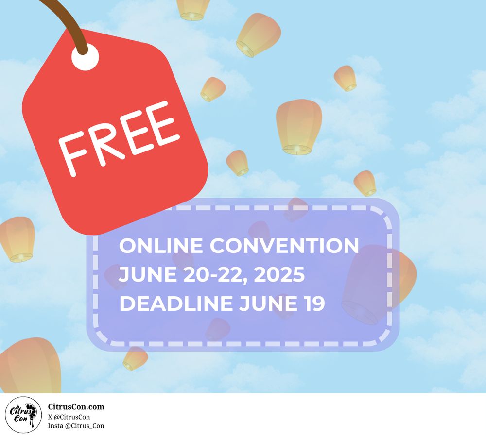 FREE
ONLINE CONVENTION
JUNE 20-22,2025
DEADLINE JUNE 19

The background is a blue sky with orange lanterns floating up.