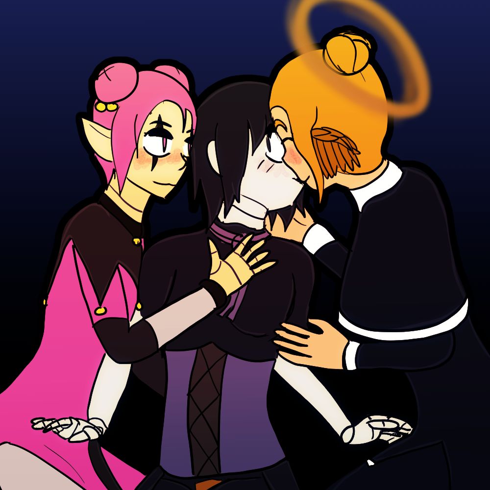 Itzi in the middle with Mizi and Joy kissing it