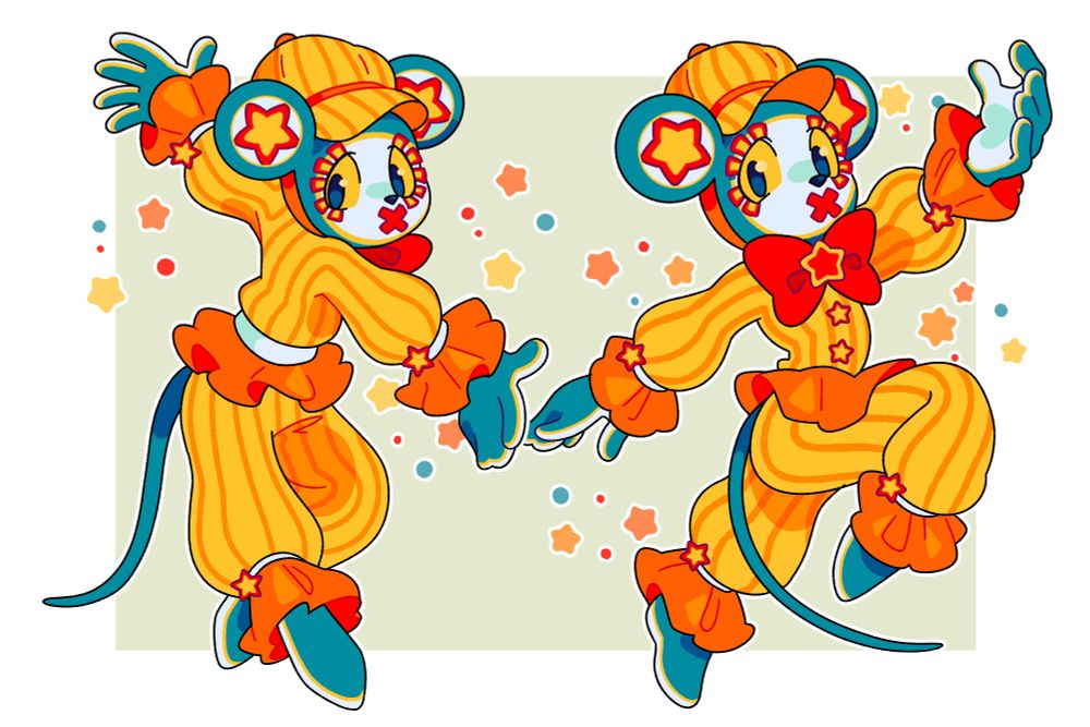 An Artfight attack for TransZenitsu of their character The Mouse! There are two poses of them surrounded by stars!