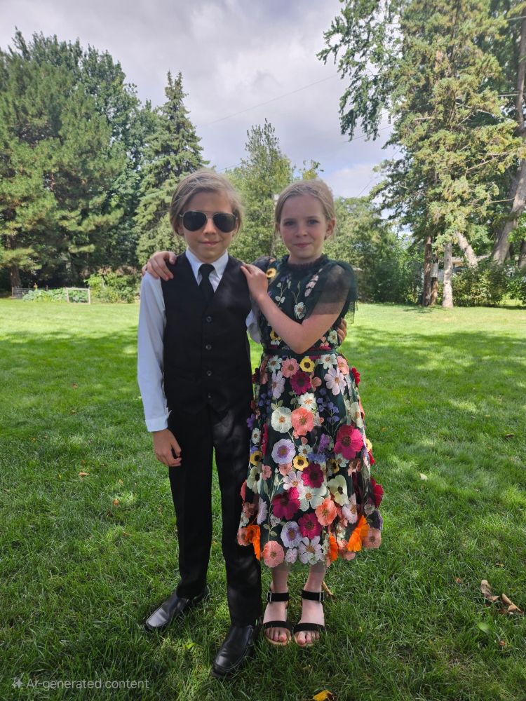 2 children dressed for a wedding. 