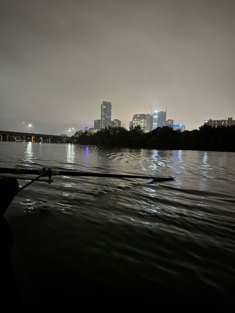 Picture while rowing early in the morning with Austin draped in fog