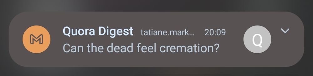 Print de tela com email da Quora Digest:
Can the dead feel cremation?