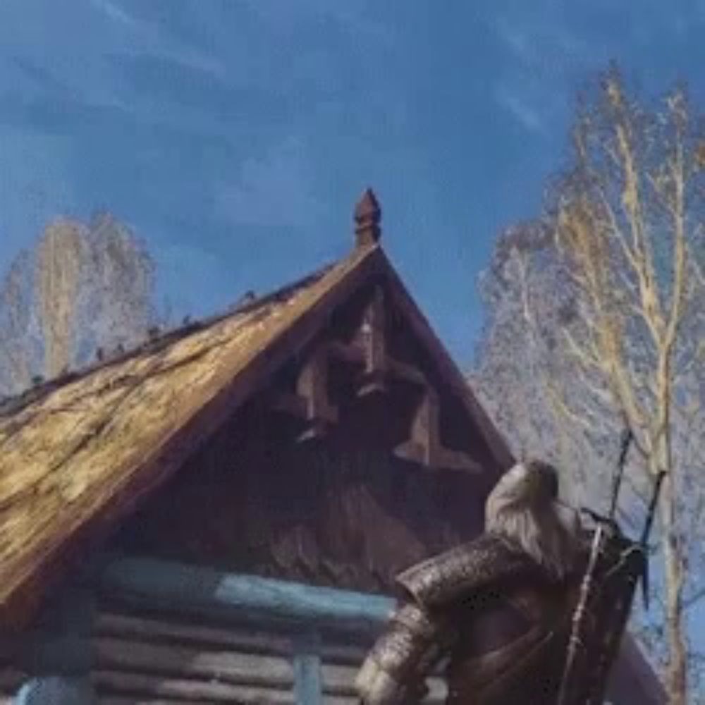 a painting of a horse standing on top of a roof