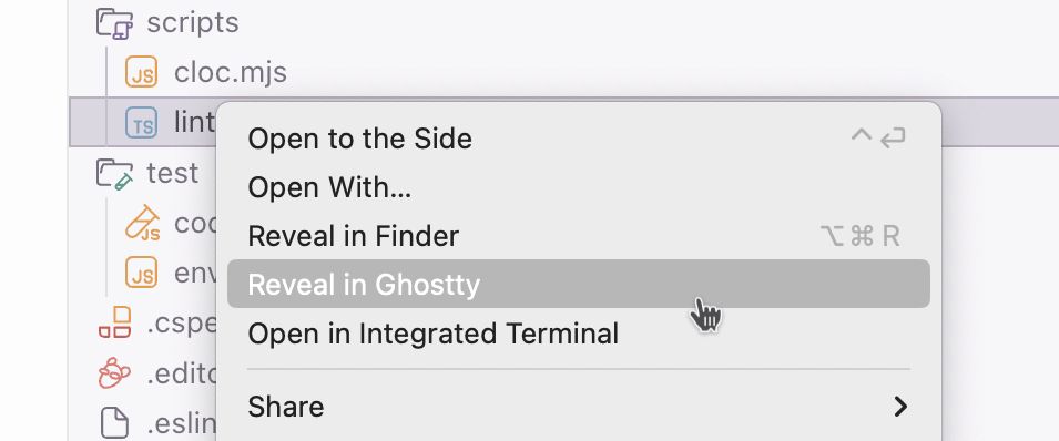 Reveal in Ghostty in Explorer context menu