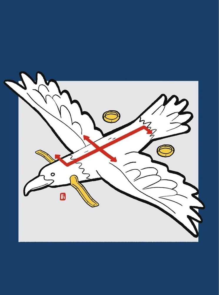 The American Eagle, in the style of a crashed airplane