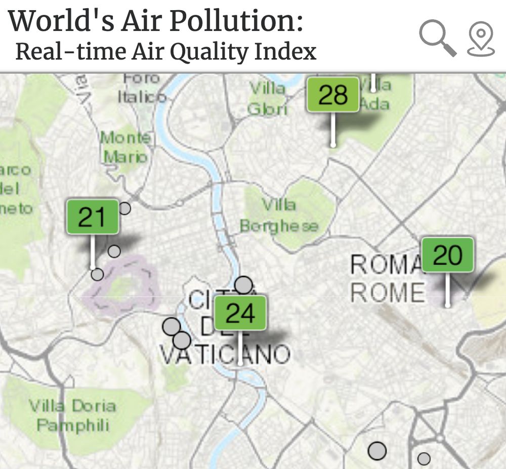 Real-time Air Quality Index showing Vatican City