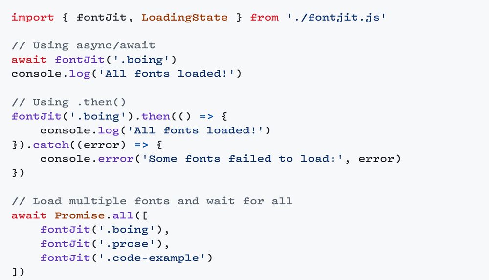 Code examples to use FontJit with JavaScript