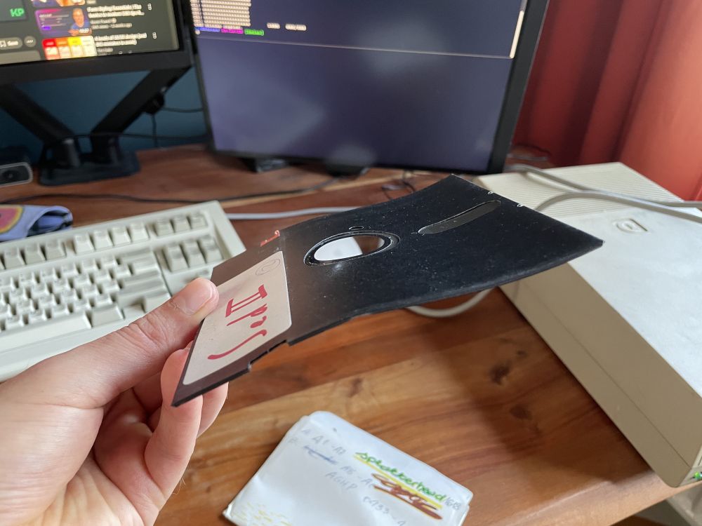 A very bent floppy disk