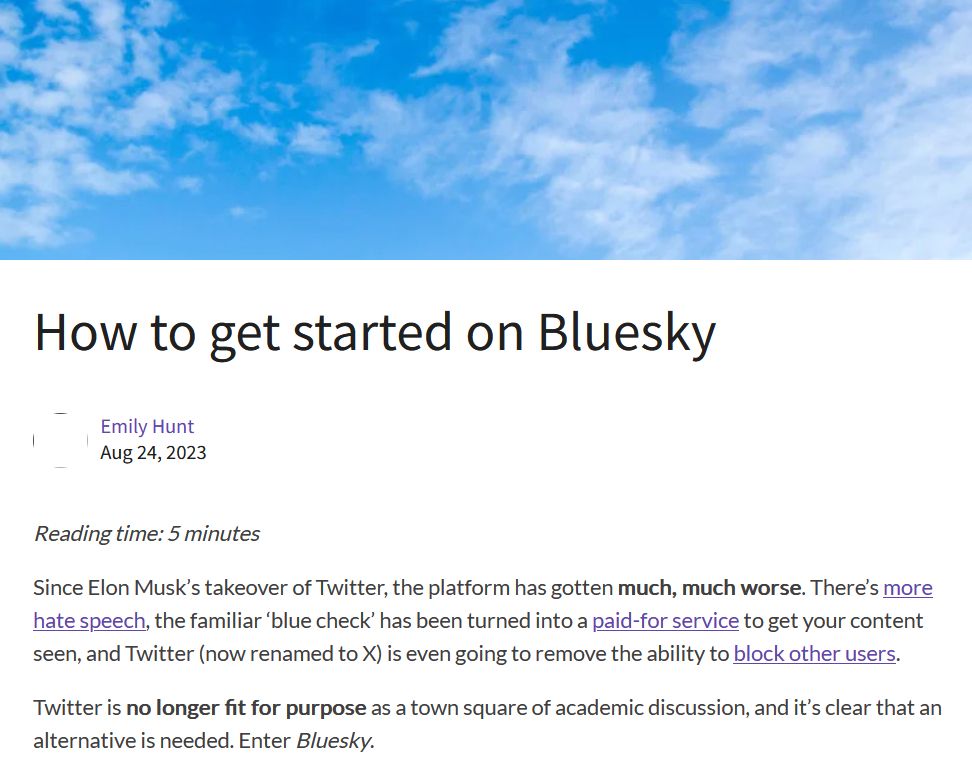 A screenshot of the start of the blog post.
