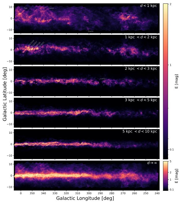 Their dust map at various different distance ranges. Note how good the angular resolution is.