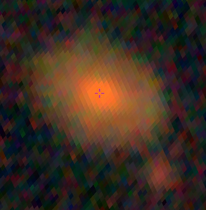 The DSS galaxy (a red blob)