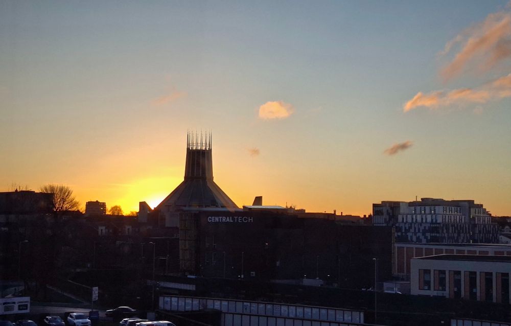 Sunrise behind Liverpool Metropolitan Cathedral