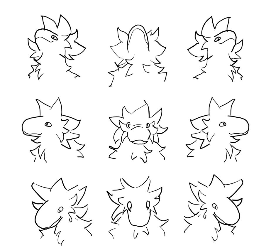 silly grid of a creature at various angles