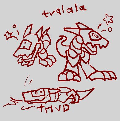 a synth-like being with only legs, a tail and a head.