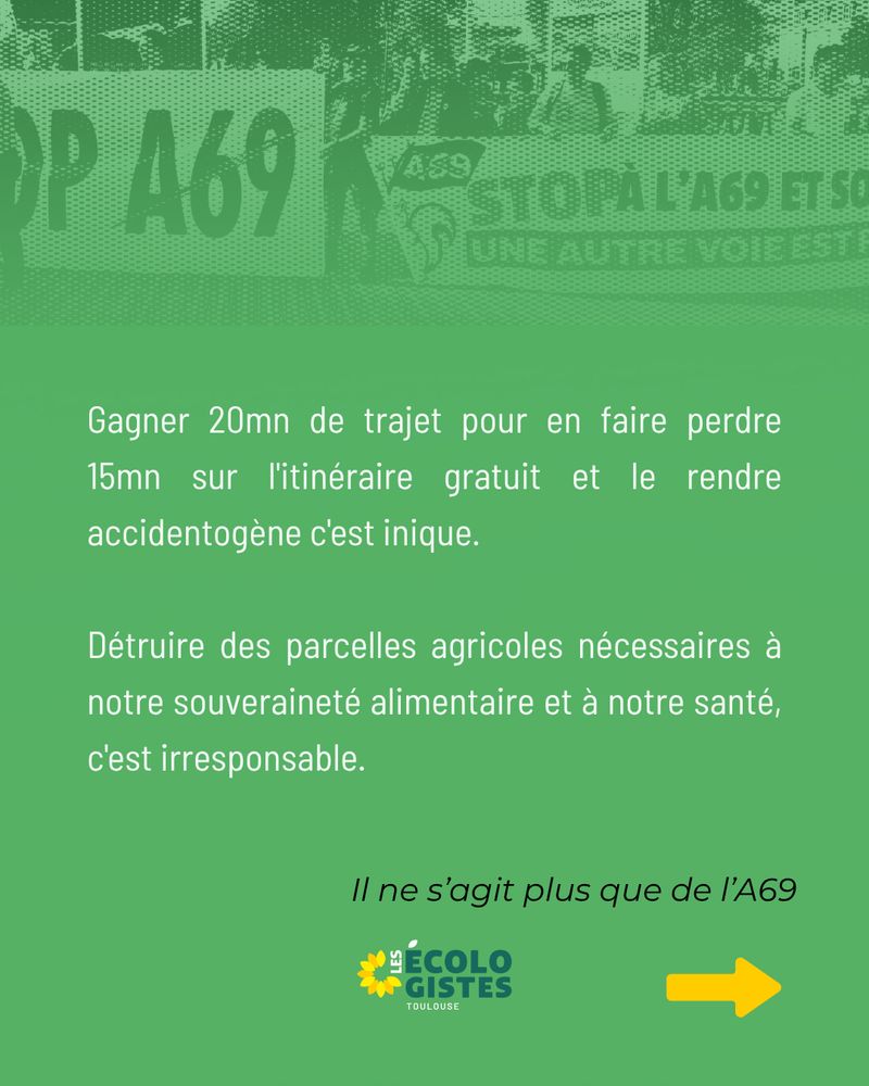 Gagner 20mn de trajet pour en faire perdre 15mn sur l'itinéraire gratuit et le rendre accidentogène c'est inique. 

Détruire des parcelles agricoles nécessaires à notre souveraineté alimentaire et à notre santé, c'est irresponsable.