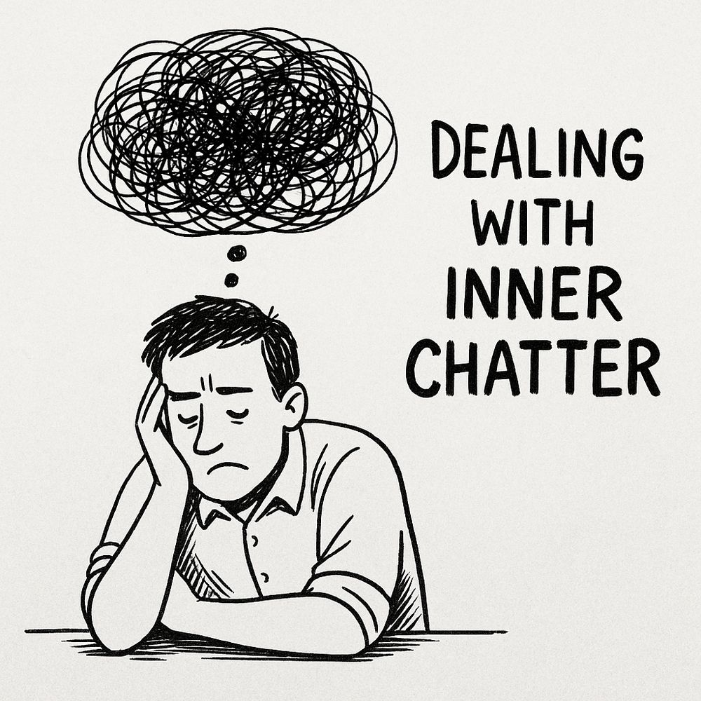 Drawing of a person dealing with their inner chatter