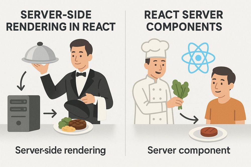 React explained with a cartoon with and a waitress 